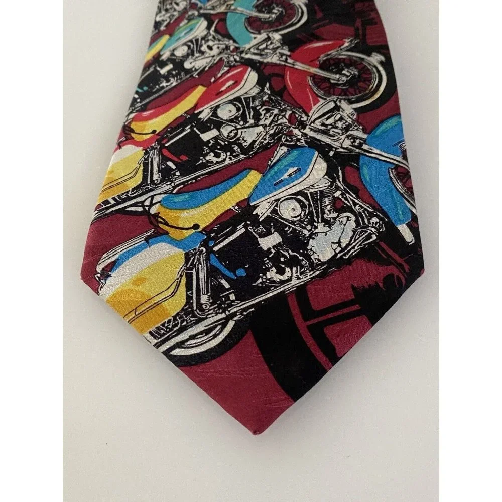 Harley Line Up 1993 Harley Davidson Ralph Martin 100% Silk‎ Neck Tie Vintage 4